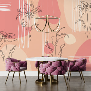 Matisse Line Art Wallpaper Mural: Exquisite Designs-Geometric Shapes Wallpaper