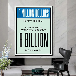 Monopoly Cool Billion Dollars Card Canvas Wall Art-Wall Posters