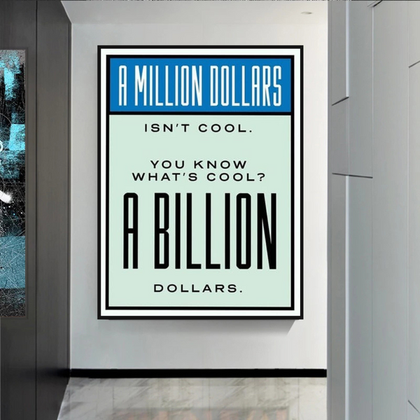 Monopoly Cool Billion Dollars Card Canvas Wall Art-Wall Posters
