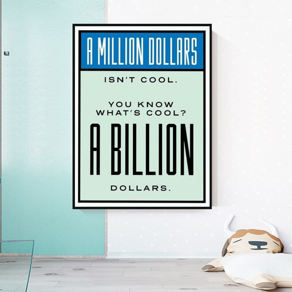 Monopoly Cool Billion Dollars Card Canvas Wall Art-Wall Posters