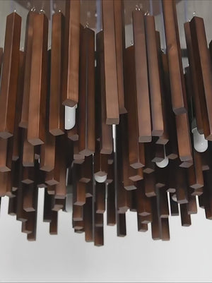Solid Oak Wood Bars Hanging Chandelier-Ceiling Chandelier