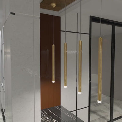 Gold and Black Long Tubes LED Chandelier Light-Chandeliers