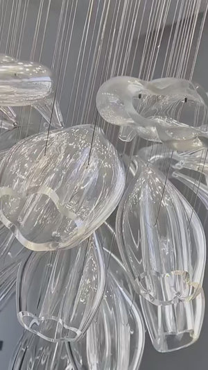 Crystal Glass Petals Chandelier: Elegant Lighting Fixtures-Ceiling Chandelier