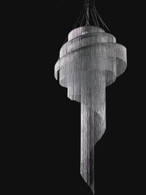 Spiral Chain Chandelier – Elegant Modern Staircase Lighting by BabiesDecor-Staircase Chandelier