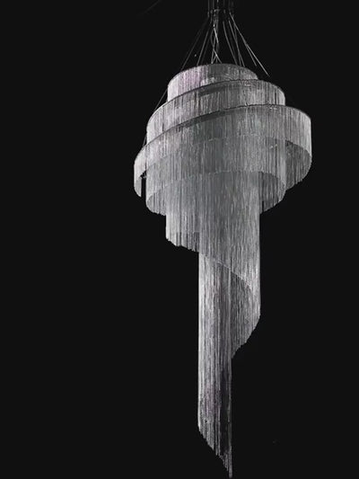 Spiral Chain Chandelier – Elegant Modern Staircase Lighting by BabiesDecor-Staircase Chandelier