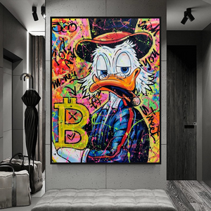 Scrooge McDuck Bitcoin Millionaire Canvas Wall Art-Wall Posters