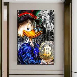 Scrooge McDuck Bitcoin Millionaire Canvas Wall Art-Wall Posters