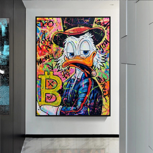 Scrooge McDuck Bitcoin Millionaire Canvas Wall Art-Wall Posters