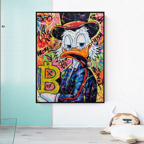 Scrooge McDuck Bitcoin Millionaire Canvas Wall Art-Wall Posters
