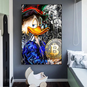 Scrooge McDuck Bitcoin Millionaire Canvas Wall Art-Wall Posters