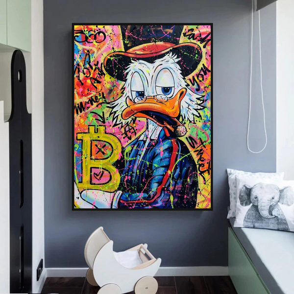 Scrooge McDuck Bitcoin Millionaire Canvas Wall Art-Wall Posters