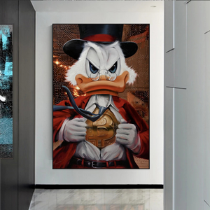 Scrooge McDuck Bitcoin Millionaire Canvas Wall Art-Wall Posters