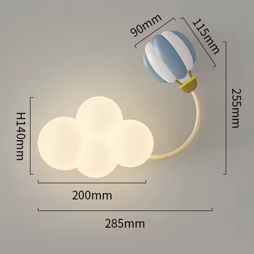 Aeroplane in Clouds Wall Light for Kids Room