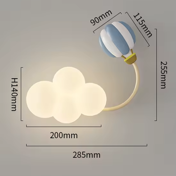 Aeroplane in Clouds Wall Light for Kids Room