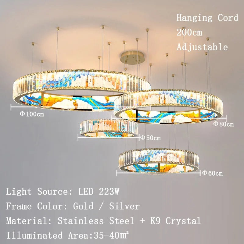 K9 Crystal Luxury LED Chandelier - Multi-Color Crystal Elegance
