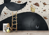 Bunny on Sea Whale: Kids Room Wallpaper Mural