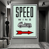 Monopoly Speed Wins Card Canvas Wall Art
