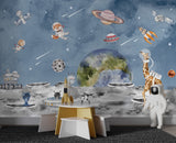 Animals in Space Astronauts: Kids Room Wallpaper Mural