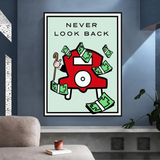Monopoly Never Look Back Card Canvas Wall Art