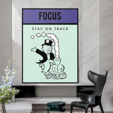 Alec Monopoly Focus Stay on Track Play Card Canvas Wall Art