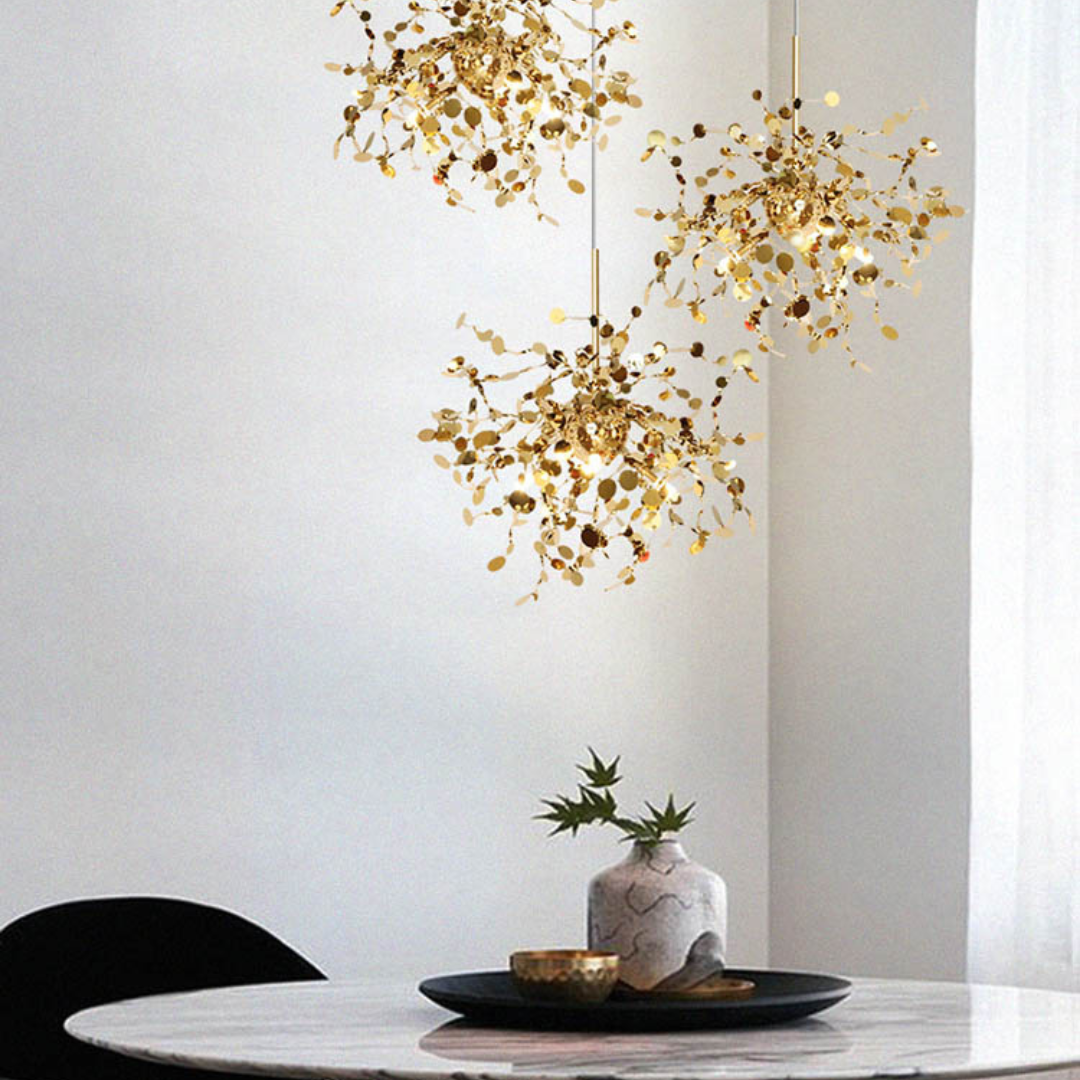 Stainless Steel Leaf Chandelier Lamp - Home Decor Lighting