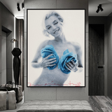 Blue Flowers Marilyn Poster - Vibrant Floral Art Prints