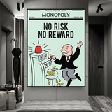 Alec Monopoly No Risk No Reward Play Card Canvas Wall Art