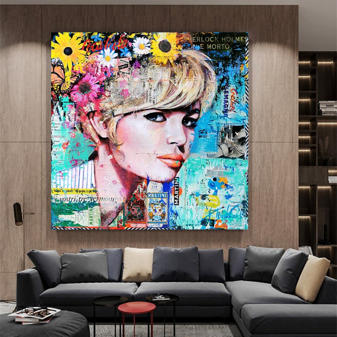 Brigitte Bardot Poster: Pop Art Canvas Wall Art