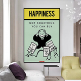 Alec Monopoly Cant Buy Happiness Play Card Canvas Wall Art