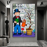 Alec Monopoly Art: Money Grows Graffiti Canvas Print