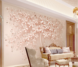 Grand papier peint mural arbre 3D rose – Collection exclusive