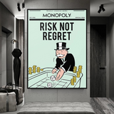 Alec Monopoly Risk Not Regret Play Card Décoration murale sur toile 