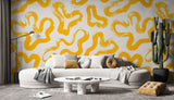 Yellow Abstract Shapes Living Room Wallpaper Mural