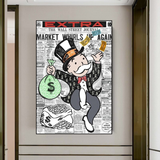 Alec Monopoly Money Bag druckt Zeitungs-Leinwand-Wandkunst