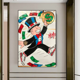 Vintage Alec Monopoly Money Fly Canvas Wall Art