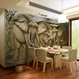 Papier Peint Gravé Éléphants - Designs et Qualité Impressionnants