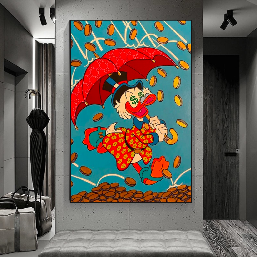 Disney Scrooge Mcduck with Umbrella Canvas Wall Art