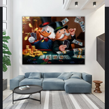 Alec Monopoly and Scrooge McDuck Playing Poker Canvas Print