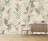 Geometric Leaf Pattern Wallpaper Murals for Wall Decor
