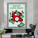Monopoly Never Look Back Card Canvas Wall Art