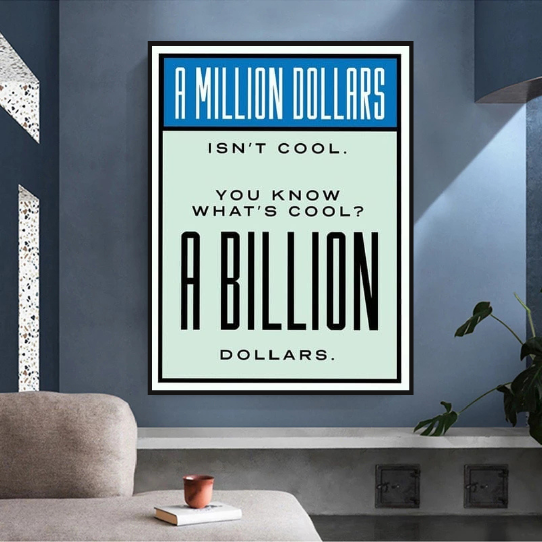 Monopoly Cool Billion Dollars Card Canvas Wall Art
