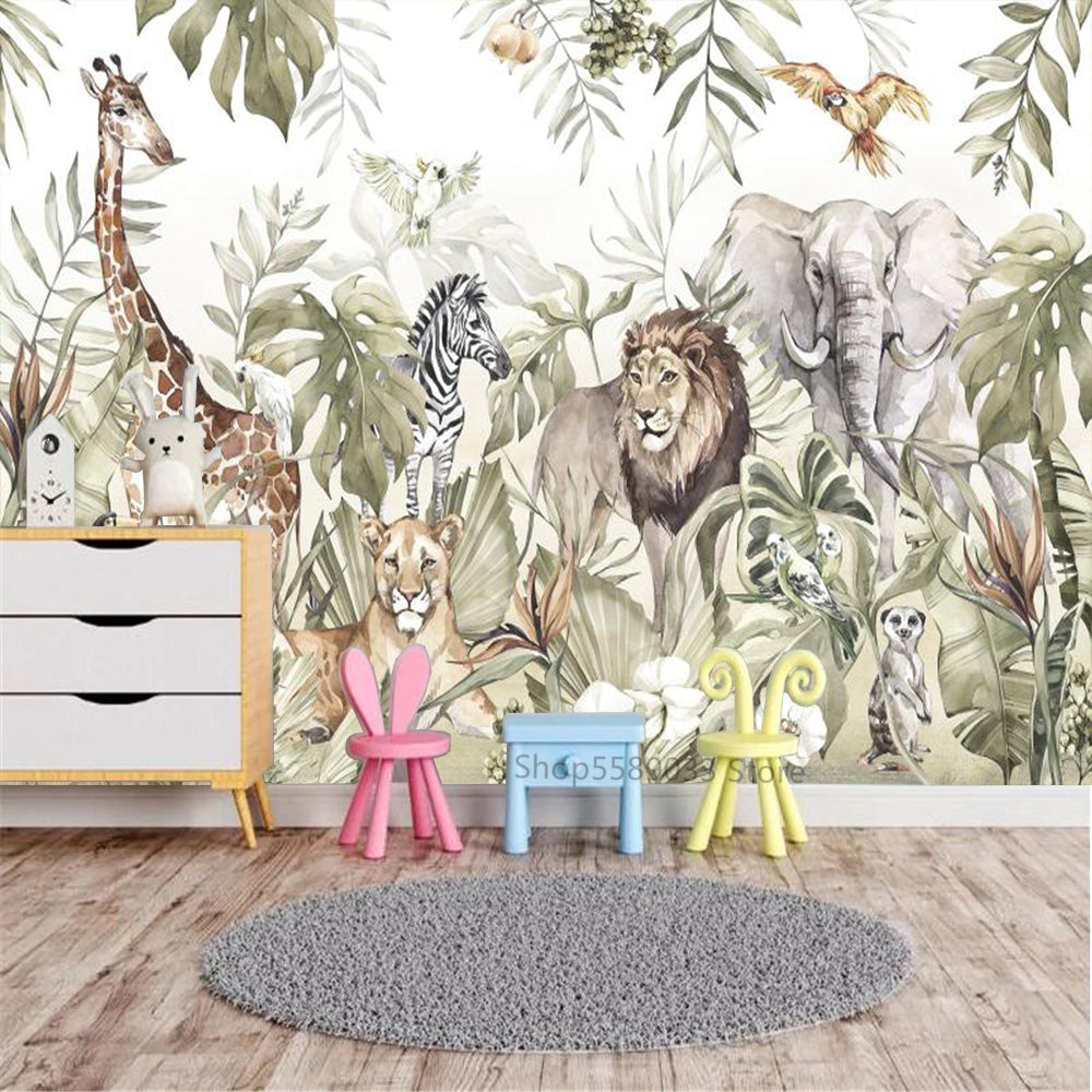 Whimsical Jungle Animal Friends Wallpaper