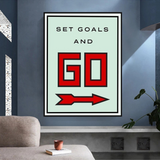 Décoration murale sur toile Monopoly Get Goals and Go Card