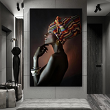 Afro Girl Crowned Flower Canvas Wall Art