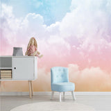 Pink and Blue Clouds Nursery Wallpaper