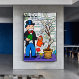 Alec Monopoly Art: Money Grows Graffiti Canvas Print