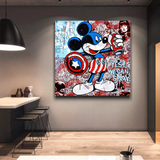 Disney Mickey Mouse Warrior Captain America Graffiti Leinwand-Wandkunst 