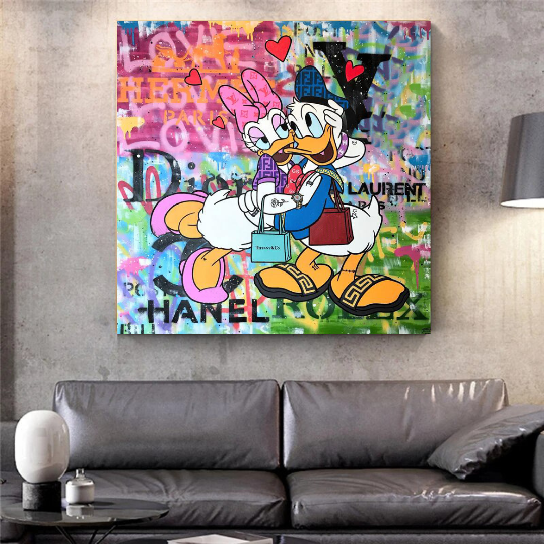 Disney Donald Duck Romantic Graffiti Canvas Wall Art