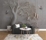 Widespread 3D Embossed Maple Tree Mural Wallpaper