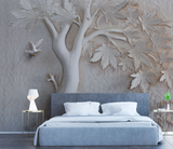 Widespread 3D Embossed: Maple Tree Mural Wallpaper